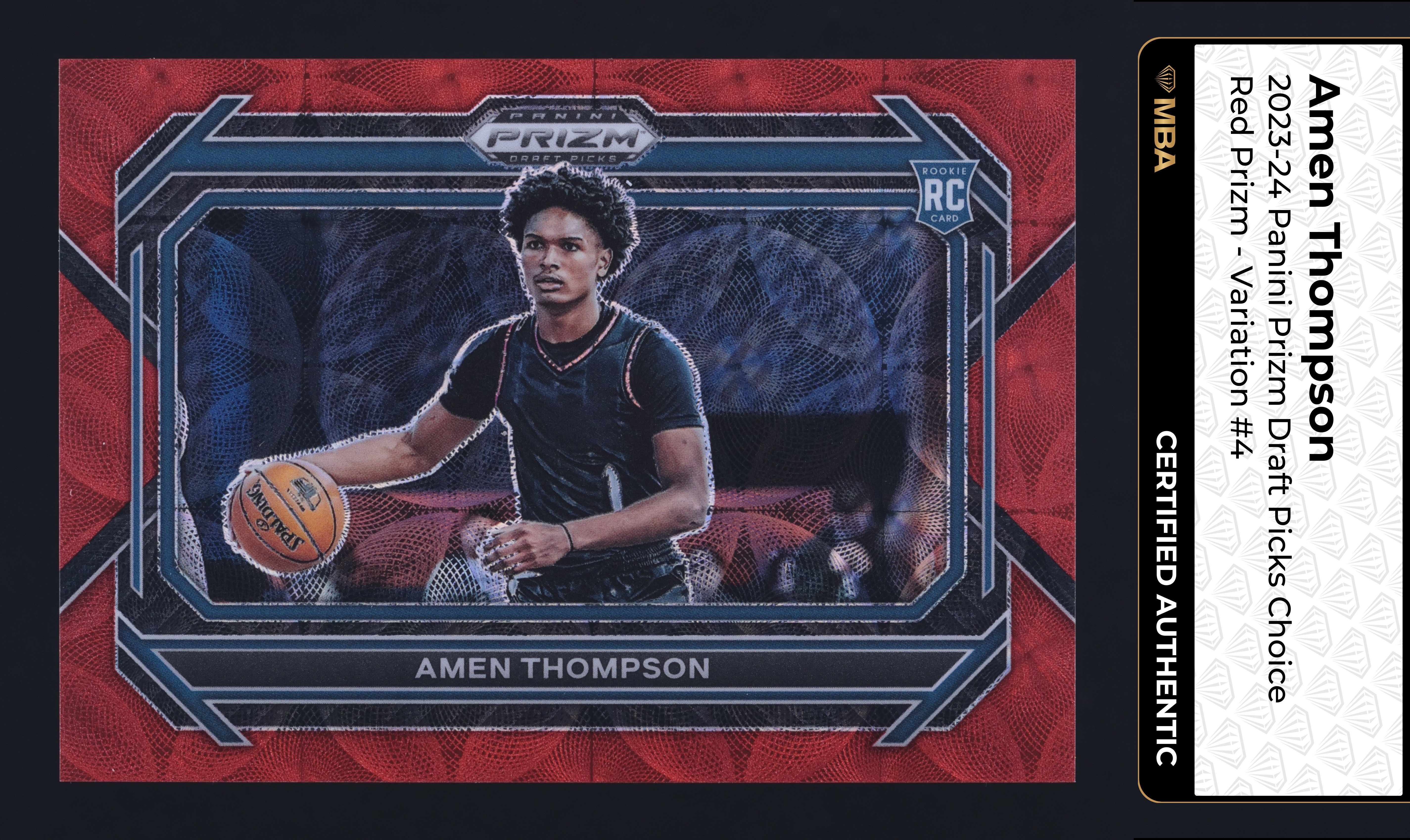 2023 Panini Prizm Draft Choice Red Variation Amen Thompson RC /88 #4 MBA AUTH