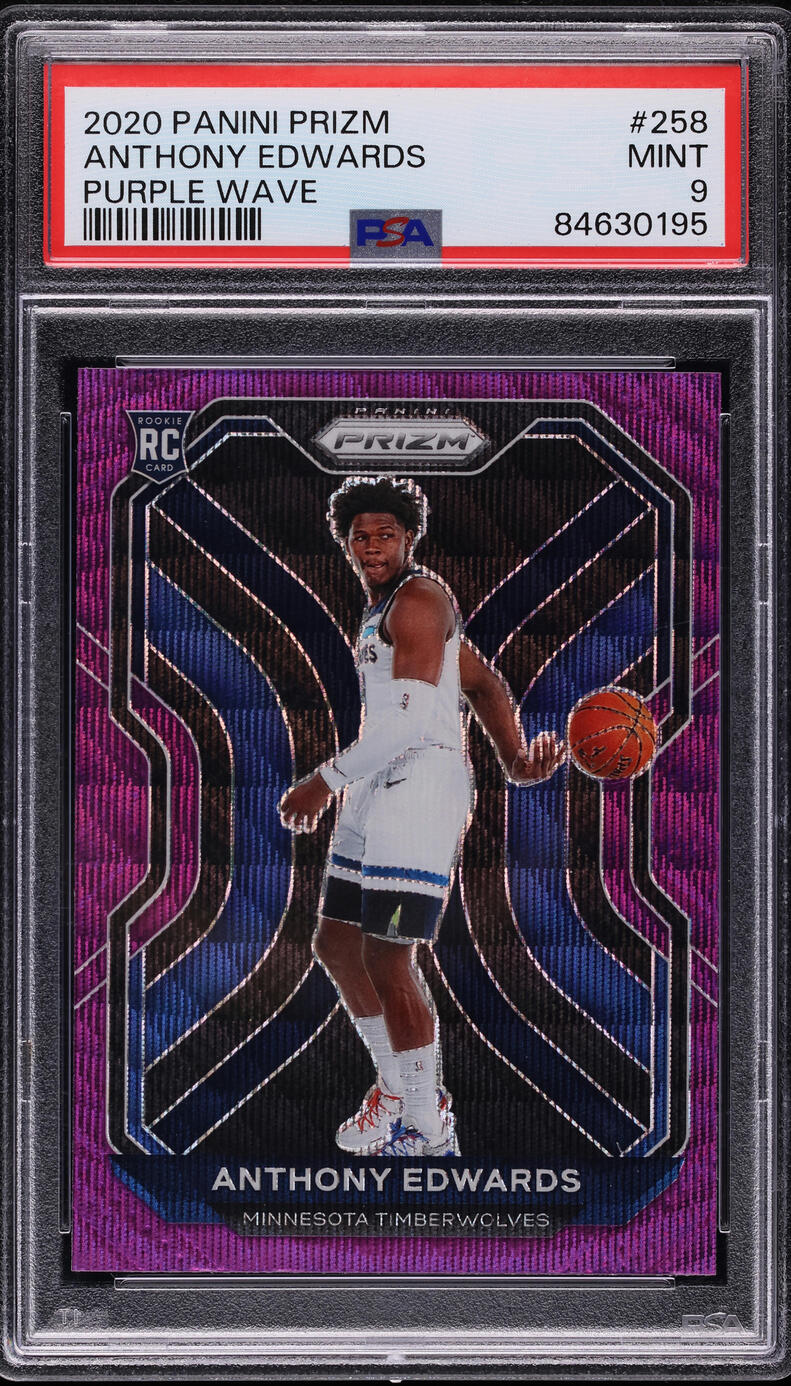 2020 Panini Prizm Purple Wave Anthony Edwards ROOKIE #258 PSA 9 MINT