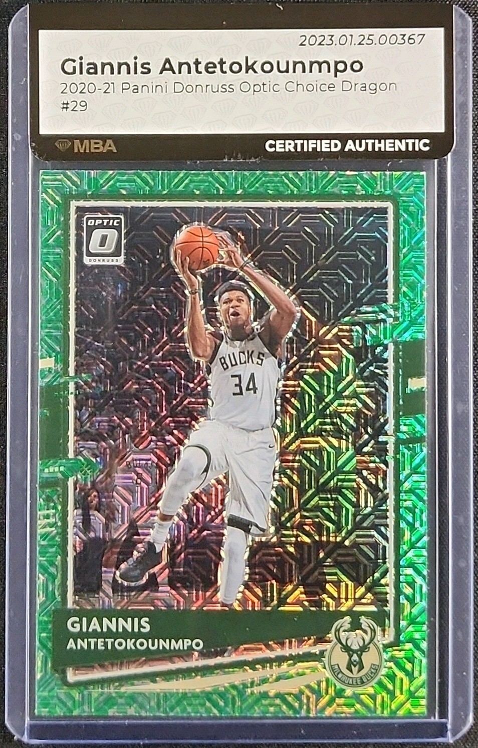 2020 Donruss Optic Choice Dragon Giannis Antetokounmpo #29 MBA AUTH