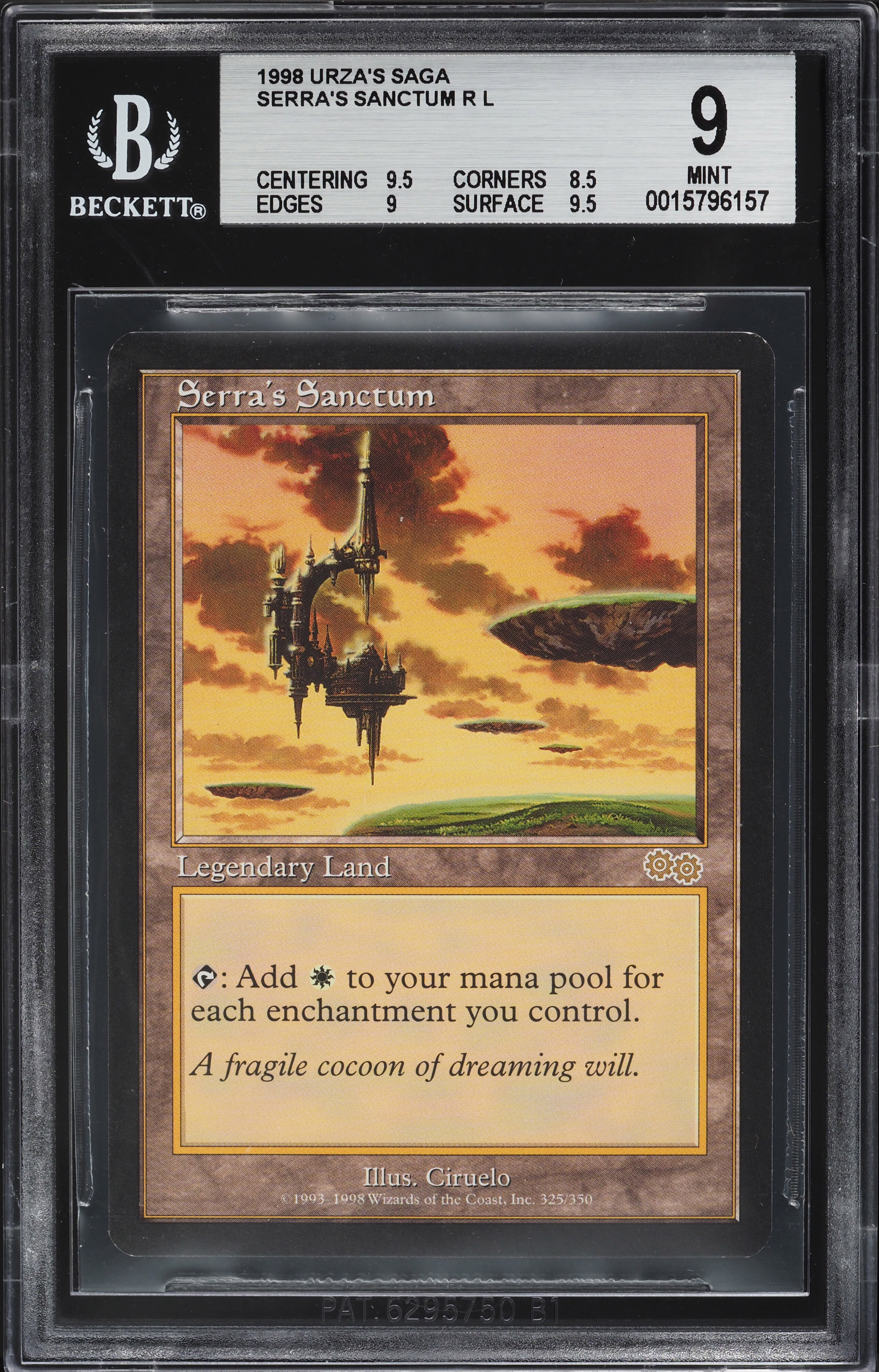 1998 Magic The Gathering MTG Urza's Saga Serra's Sanctum R L #325 BGS 9 MINT