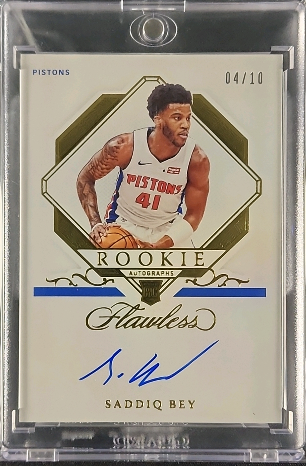 2020 Panini Flawless Gold Saddiq Bey ROOKIE AUTO /10 #FRA-BEY MBA AUTH