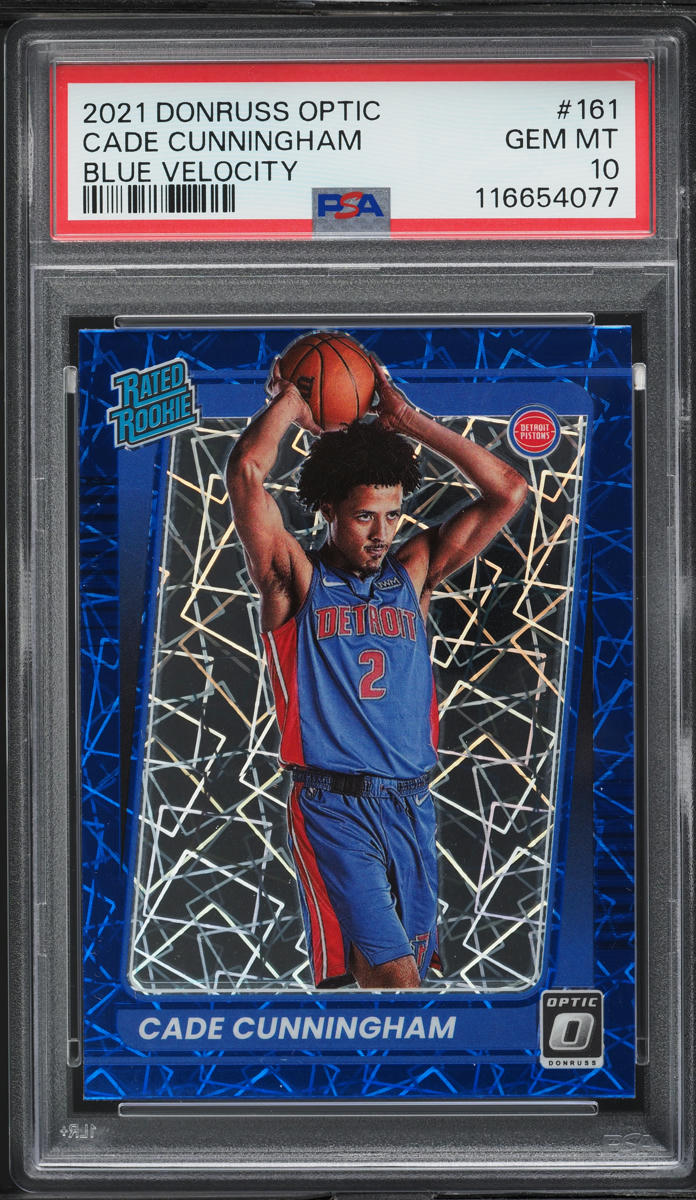 2021 Donruss Optic Blue Velocity Cade Cunningham ROOKIE #161 PSA 10 GEM MINT