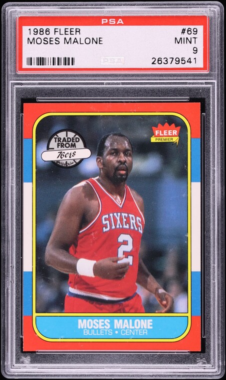 1986 Fleer Basketball Moses Malone #69 PSA 9 MINT