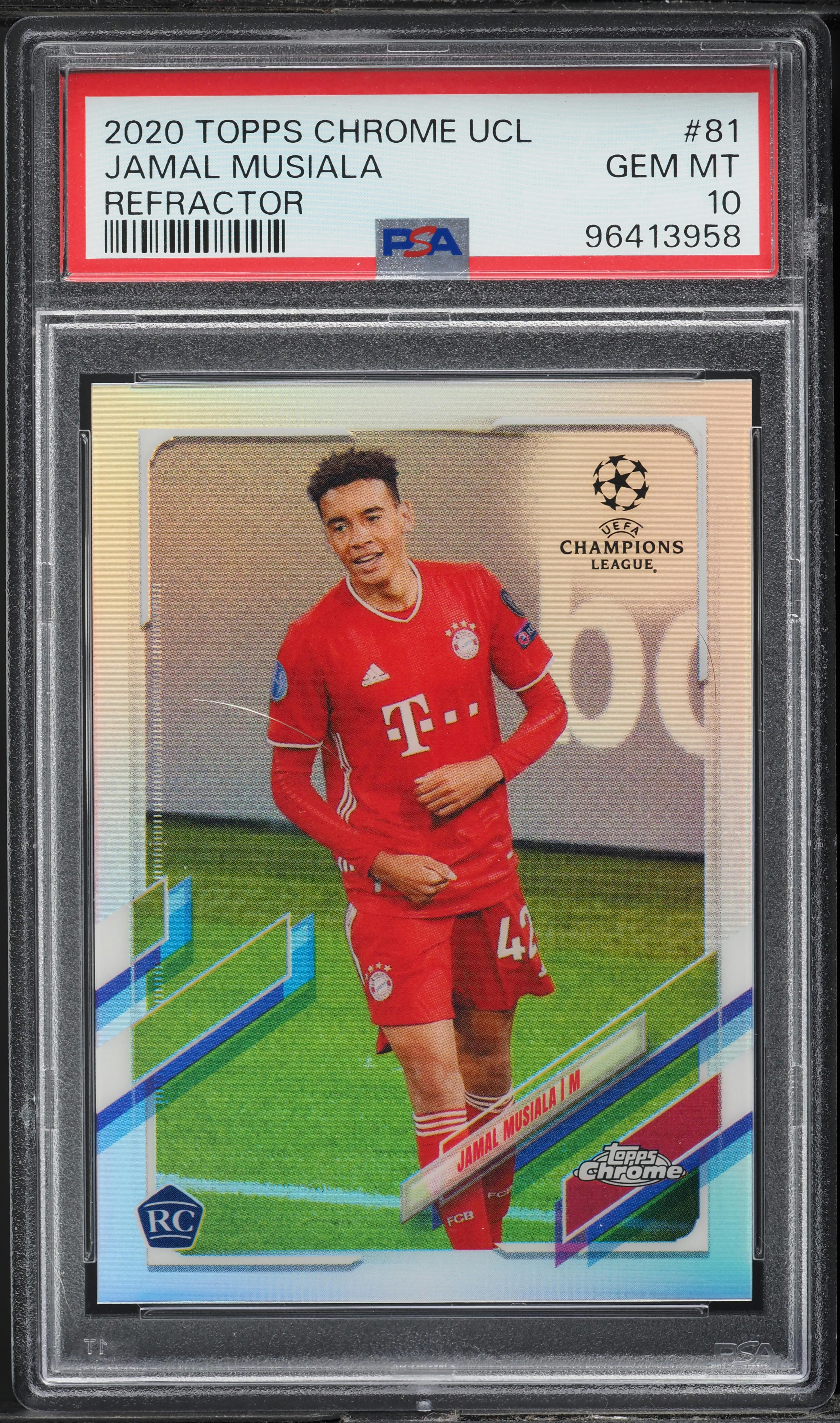 2020 Topps Chrome UEFA Refractor Jamal Musiala ROOKIE #81 PSA 10 GEM MINT