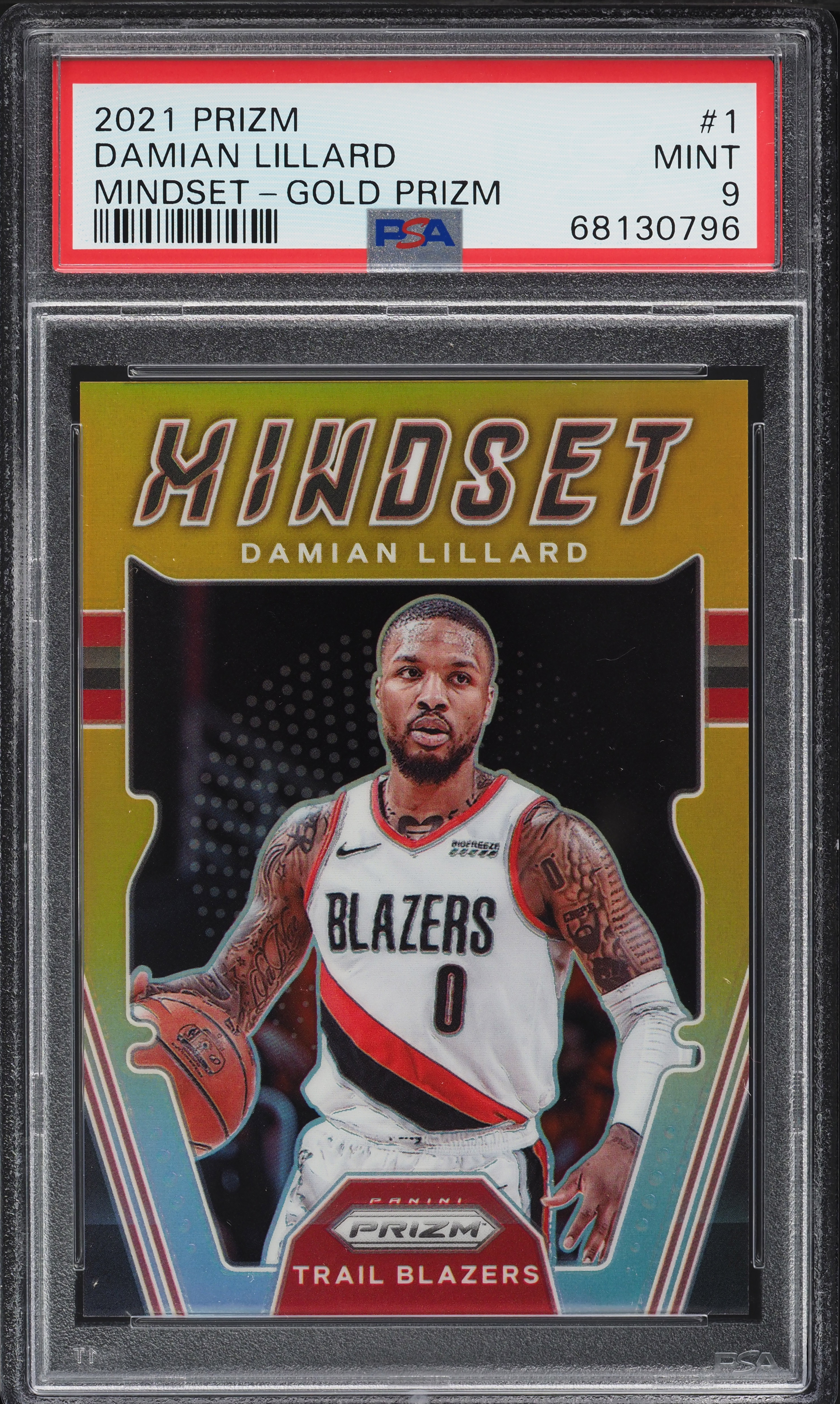 2021 Panini Prizm Mindset Gold Prizms Damian Lillard /10 #1 PSA 9 MINT