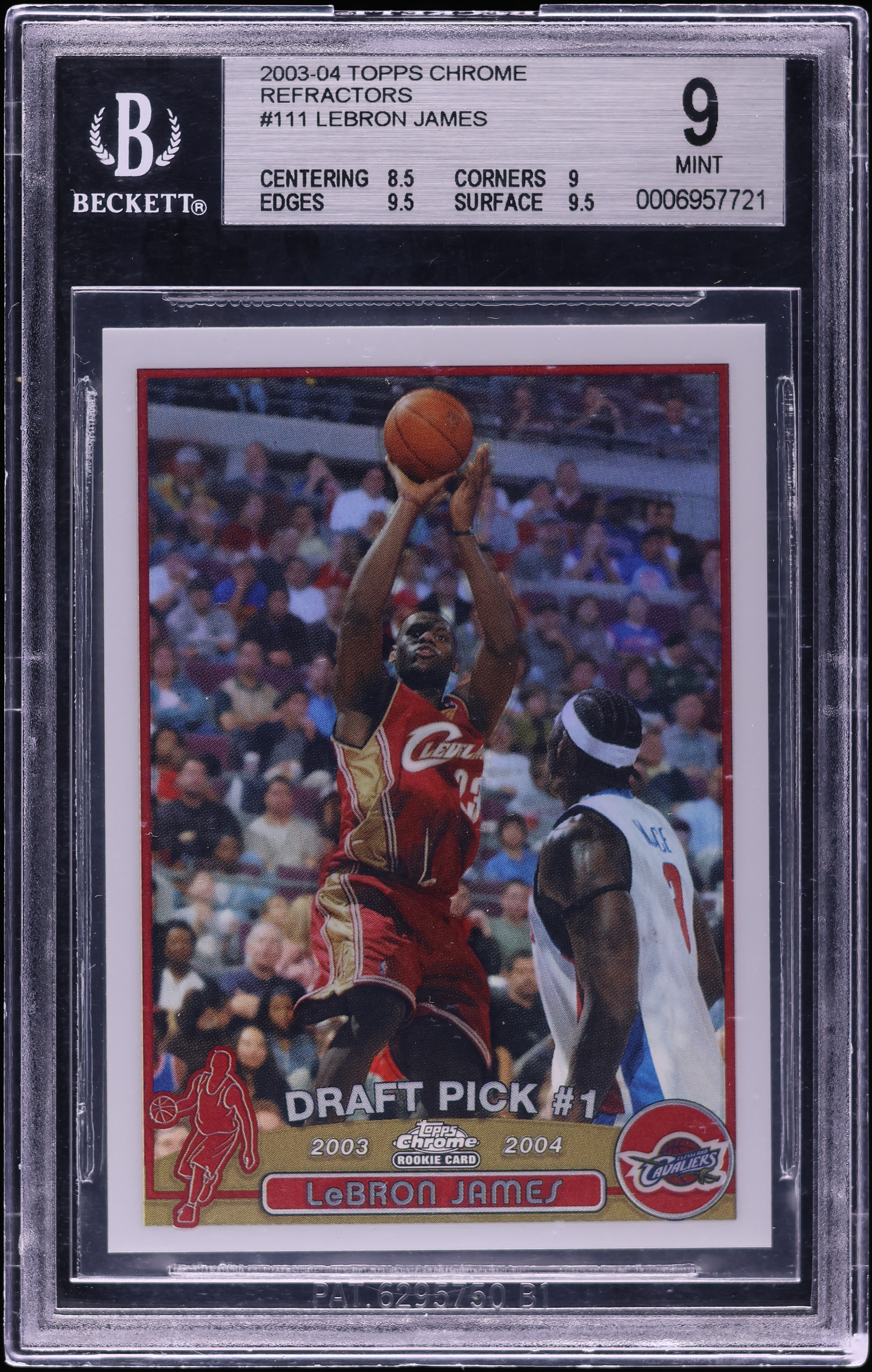 2003 Topps Chrome Refractor LeBron James ROOKIE #111 BGS 9 MINT