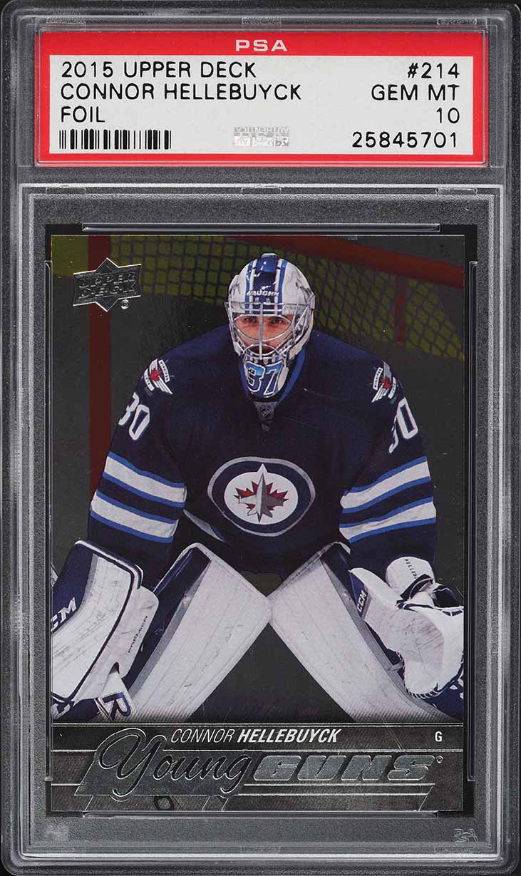 2015 Upper Deck Young Guns Foil Connor Hellebuyck ROOKIE #214 PSA 10 GEM MINT