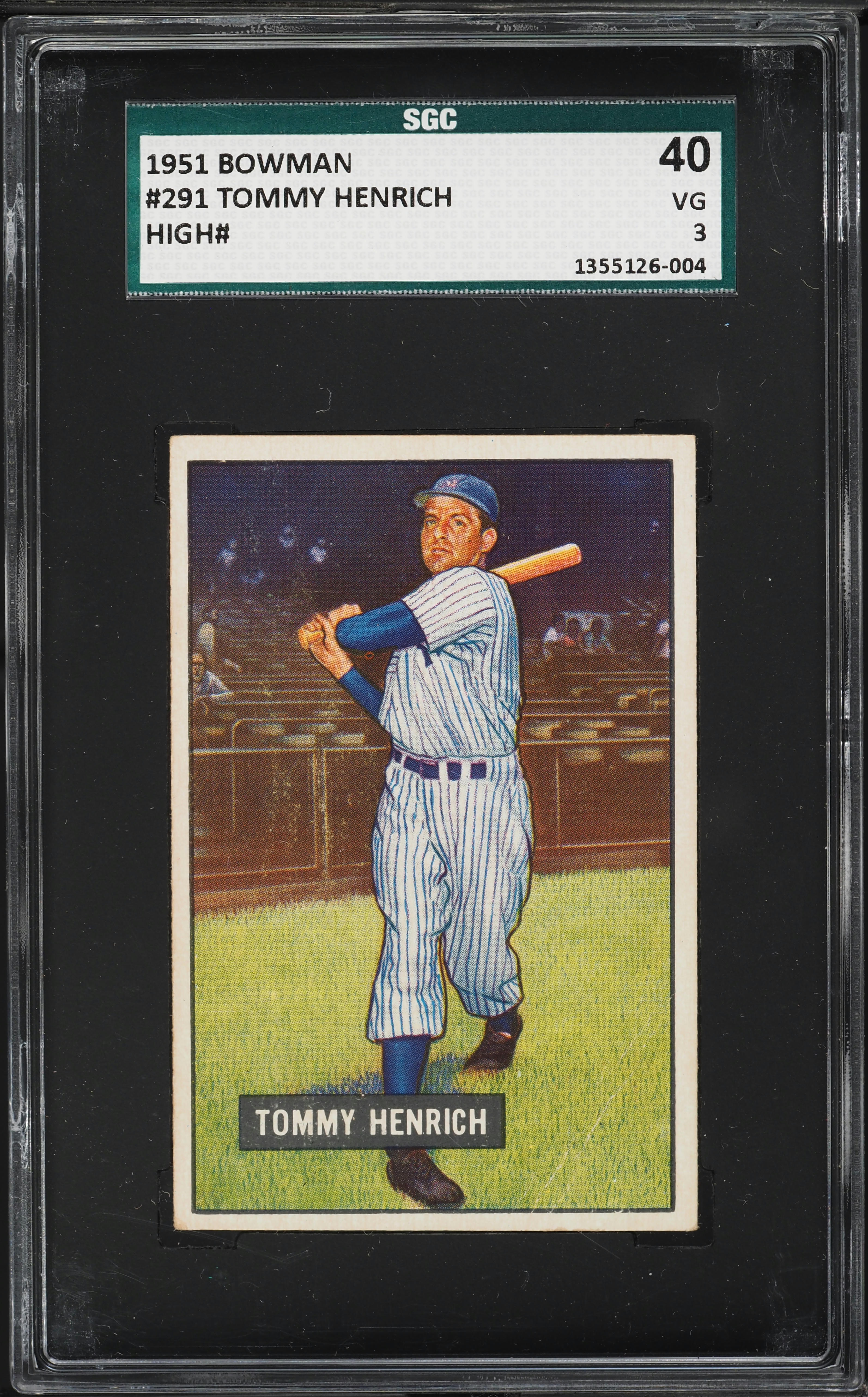 1951 Bowman Tommy Henrich #291 SGC 3 VG