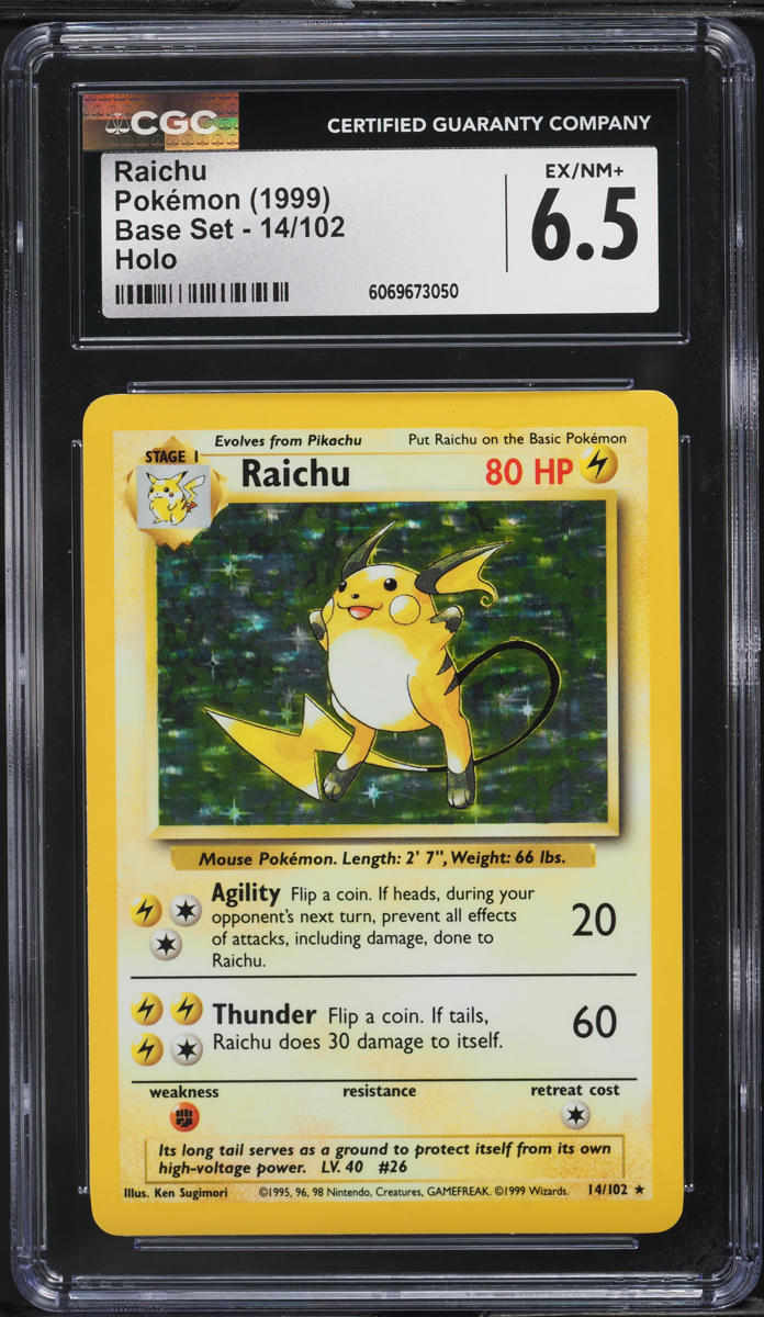 1999 Pokemon Base Set Holo Raichu #14 CGC 6.5 EXMT+
