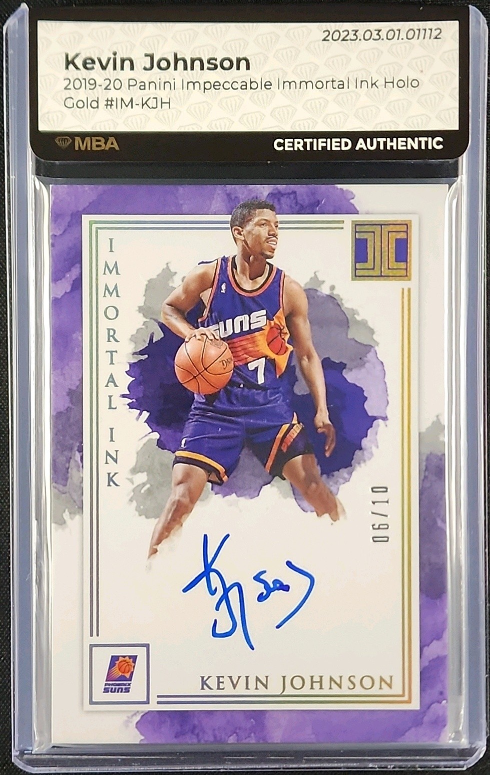 2019 Panini Impeccable Immortal Ink Holo Gold Kevin Johnson AUTO /10 MBA AUTH