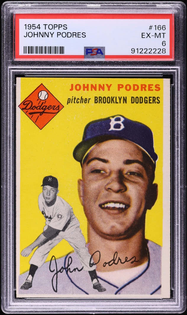 1954 Topps Johnny Podres #166 PSA 6 EXMT