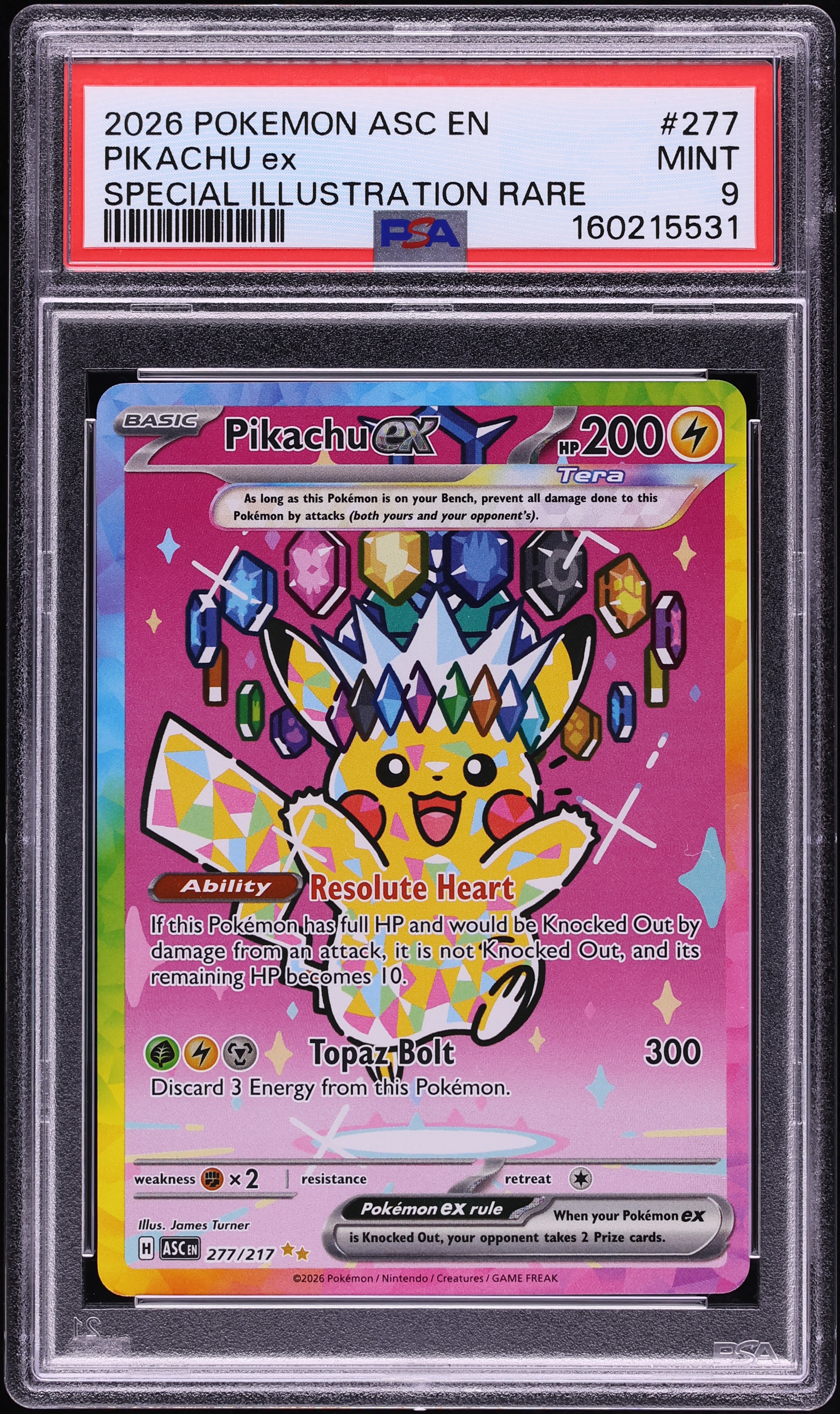 2026 Pokemon Mega Evolution Ascended Heroes SIR Pikachu ex #277 PSA 9 MINT