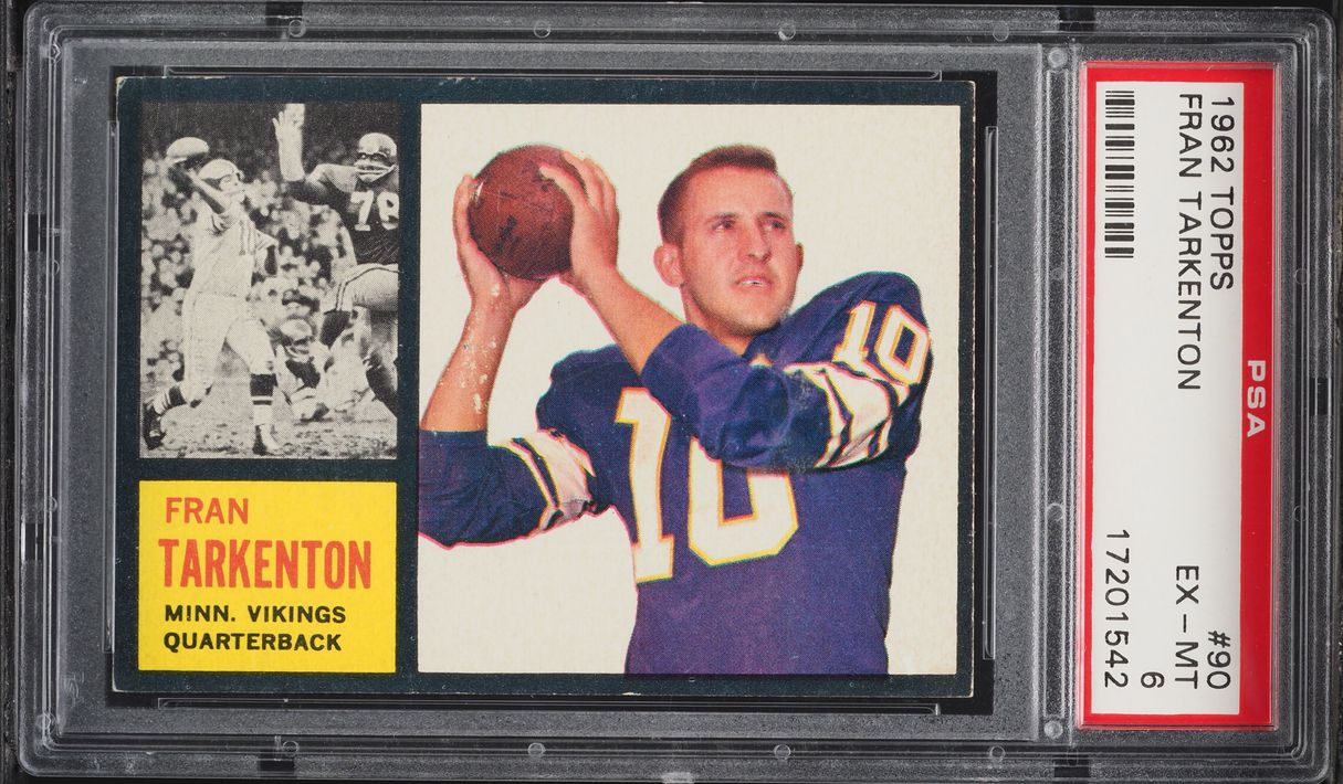1962 Topps Football Fran Tarkenton ROOKIE #90 PSA 6 EXMT