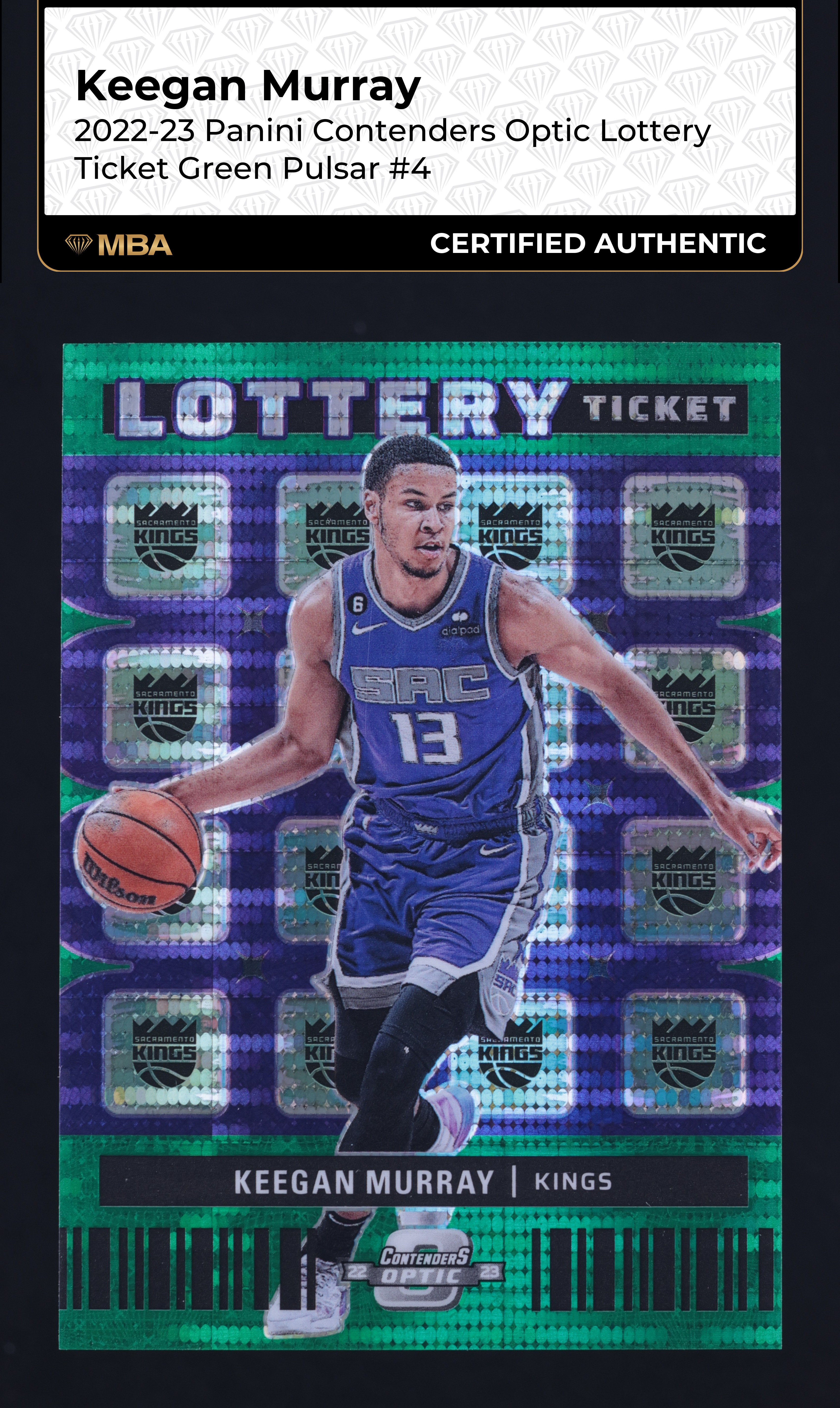 2022 Panini Contenders Optic Green Pulsar Keegan Murray ROOKIE 1/25 #4 MBA AUTH