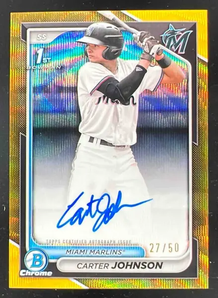 2024 Bowman Draft Chrome Gold Wave Refractor #CPA-CJ Carter Johnson RC Auto /50