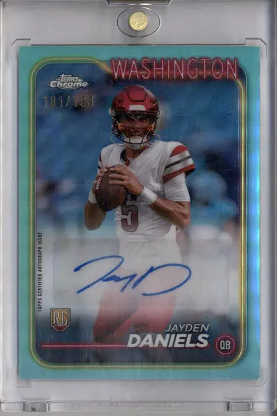 2024 Topps Chrome Rookie Autographs Aqua Refractor Jayden Daniels RC Auto /199