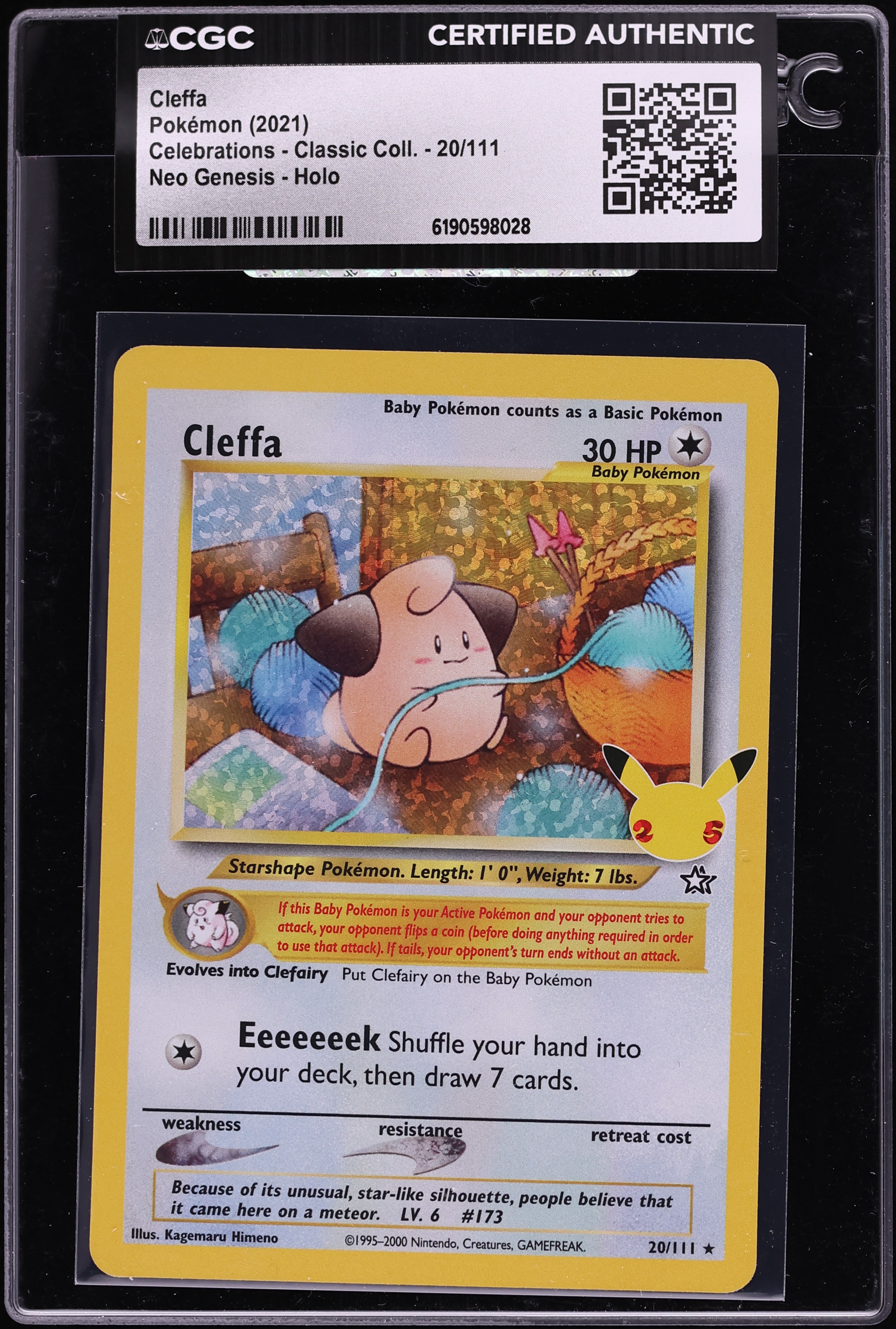 2021 Pokemon Sword & Shield Celebrations Classic Collection Holo Cleffa #20 CGC AUTH