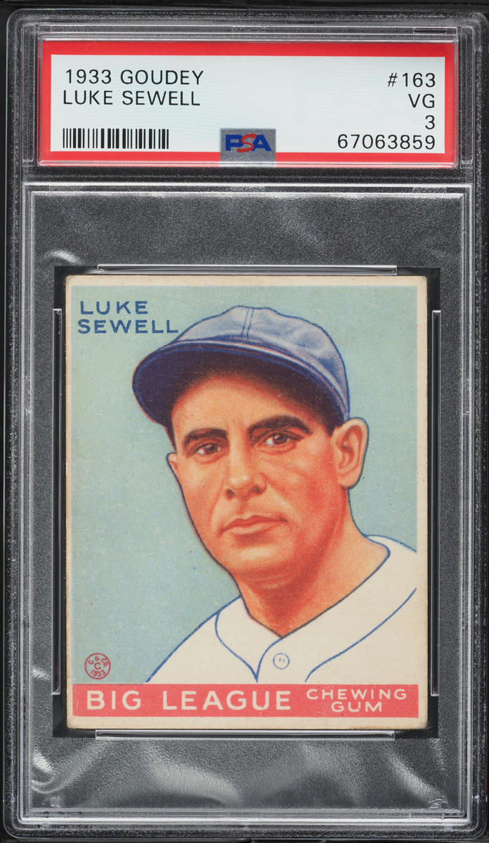 1933 Goudey Luke Sewell #163 PSA 3 VG