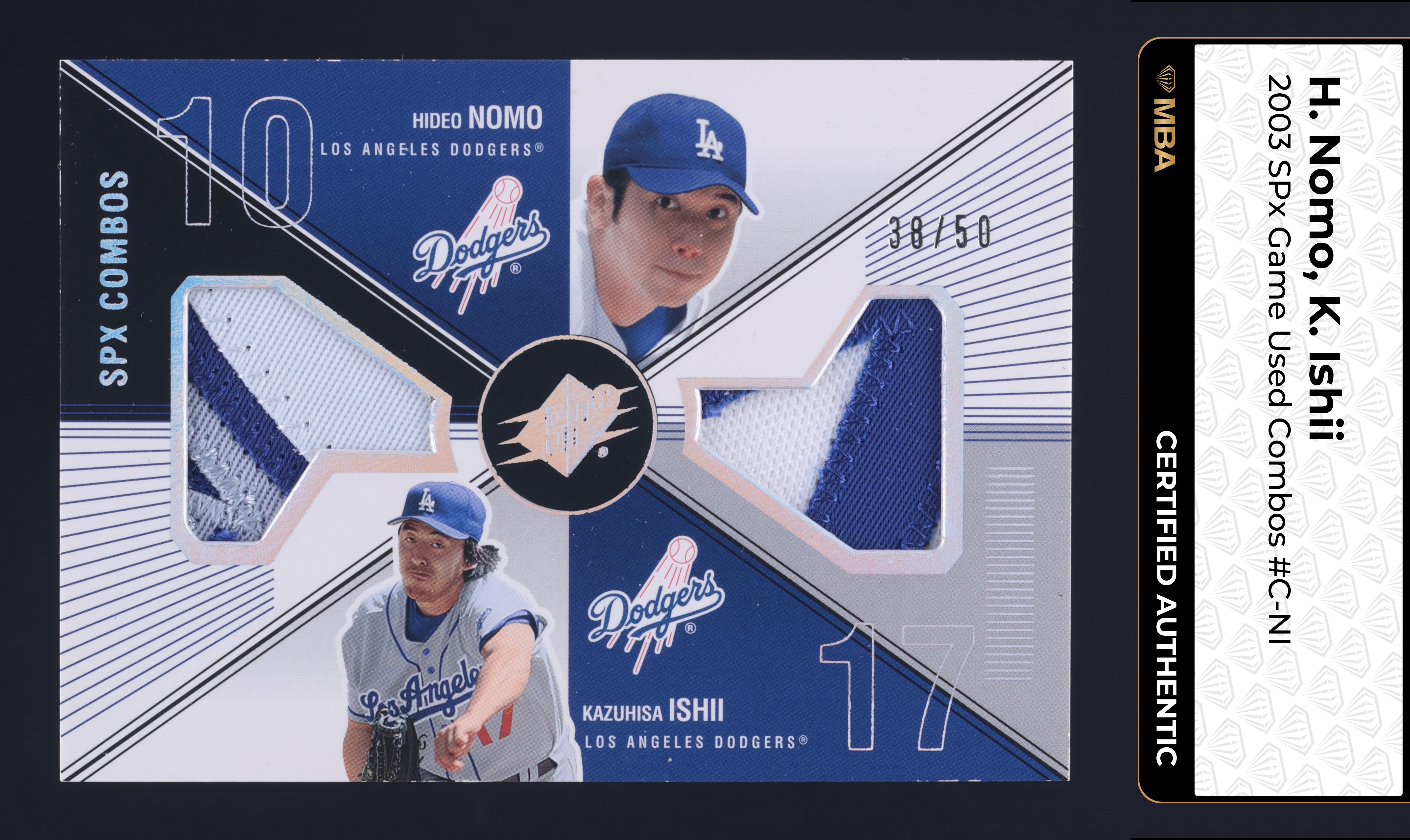 2003 SPx Game Used Combos Hideo Nomo Kazuhisa Ishii PATCH /50 #C-NI MBA AUTH