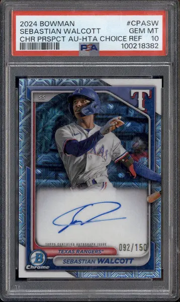 2024 Bowman Chrome Prospect Auto HTA Choice #CPASW Sebastian Walcott /150 PSA 10