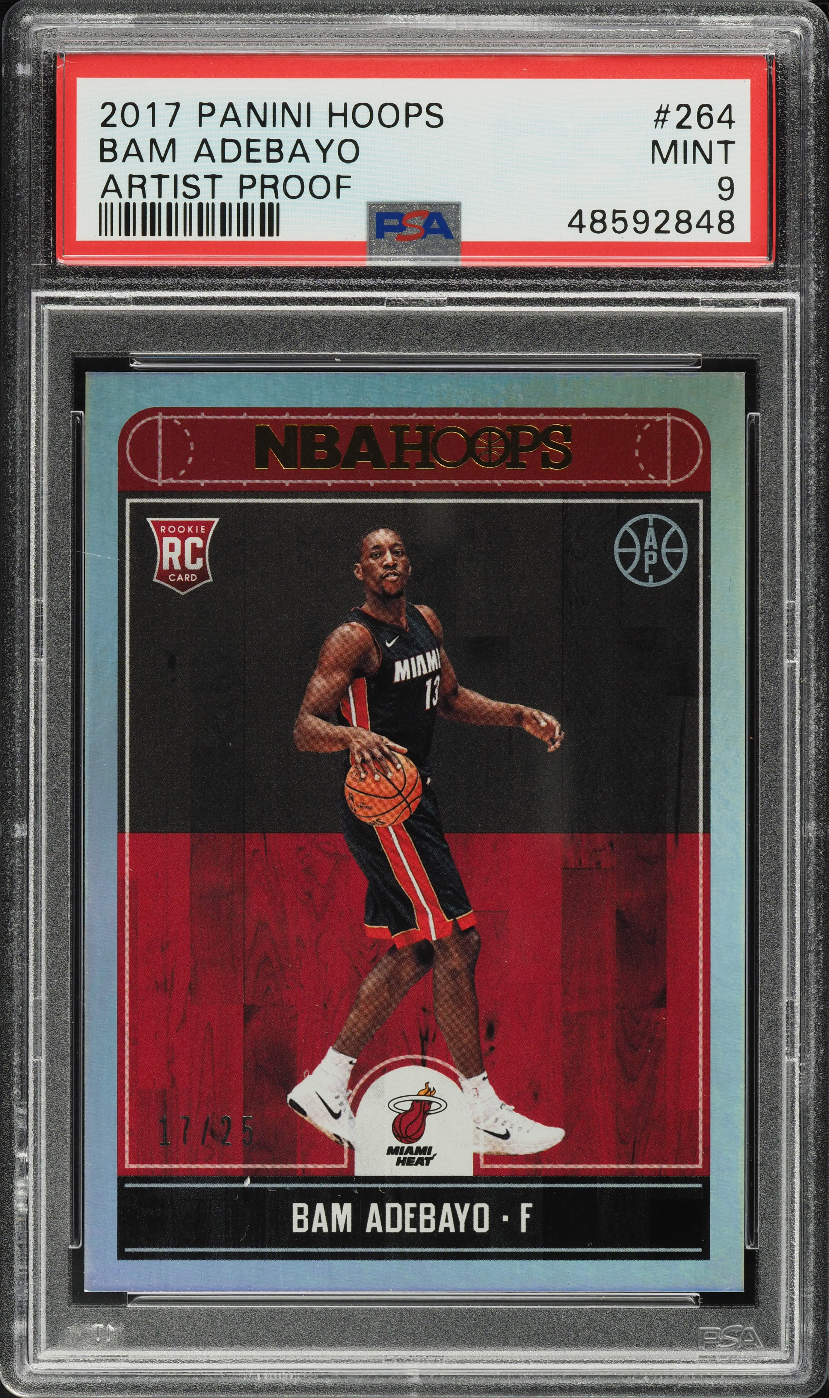 2017 Hoops Artist Proof Bam Adebayo ROOKIE /25 #264 PSA 9 MINT