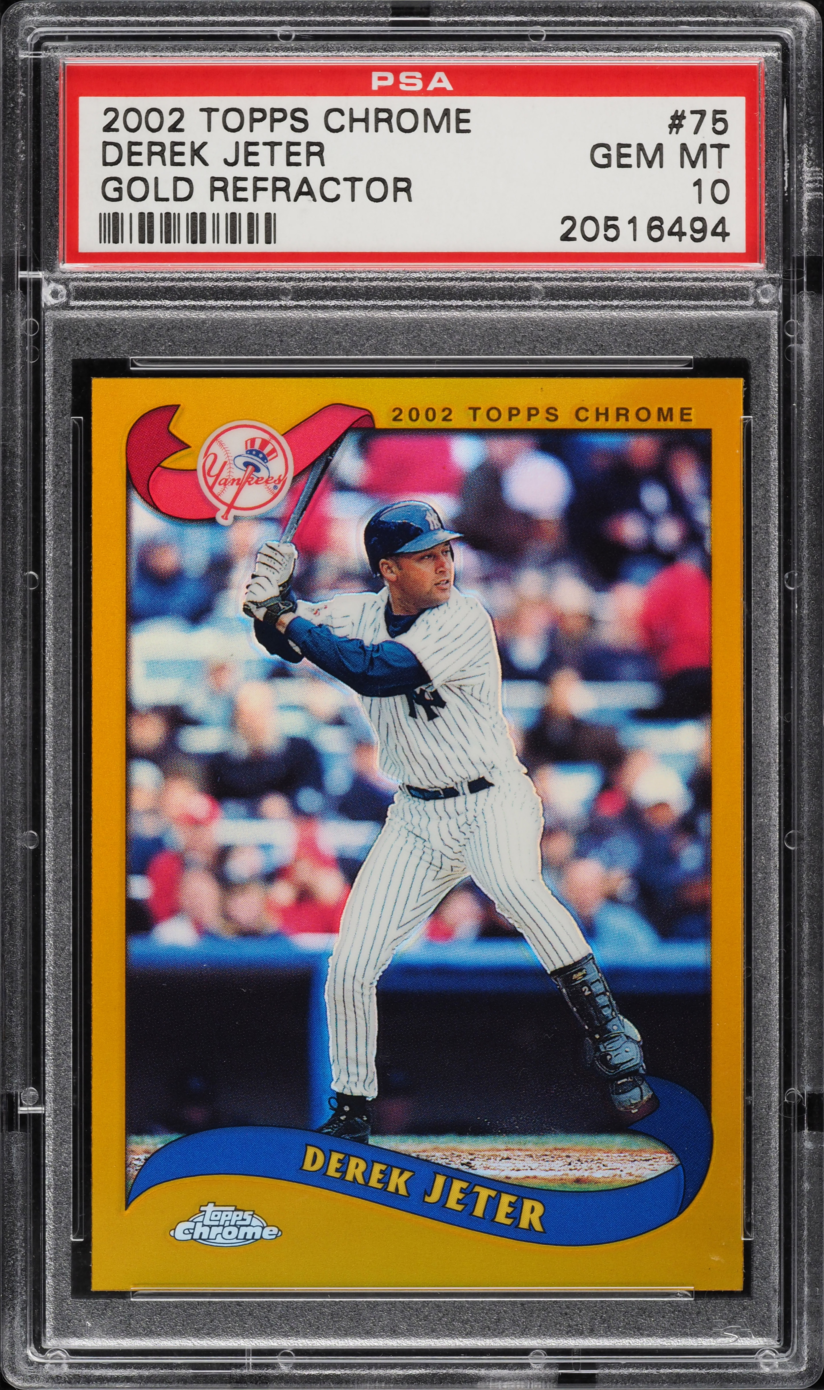 2002 Topps Chrome Gold Refractor Derek Jeter #75 PSA 10 GEM MINT