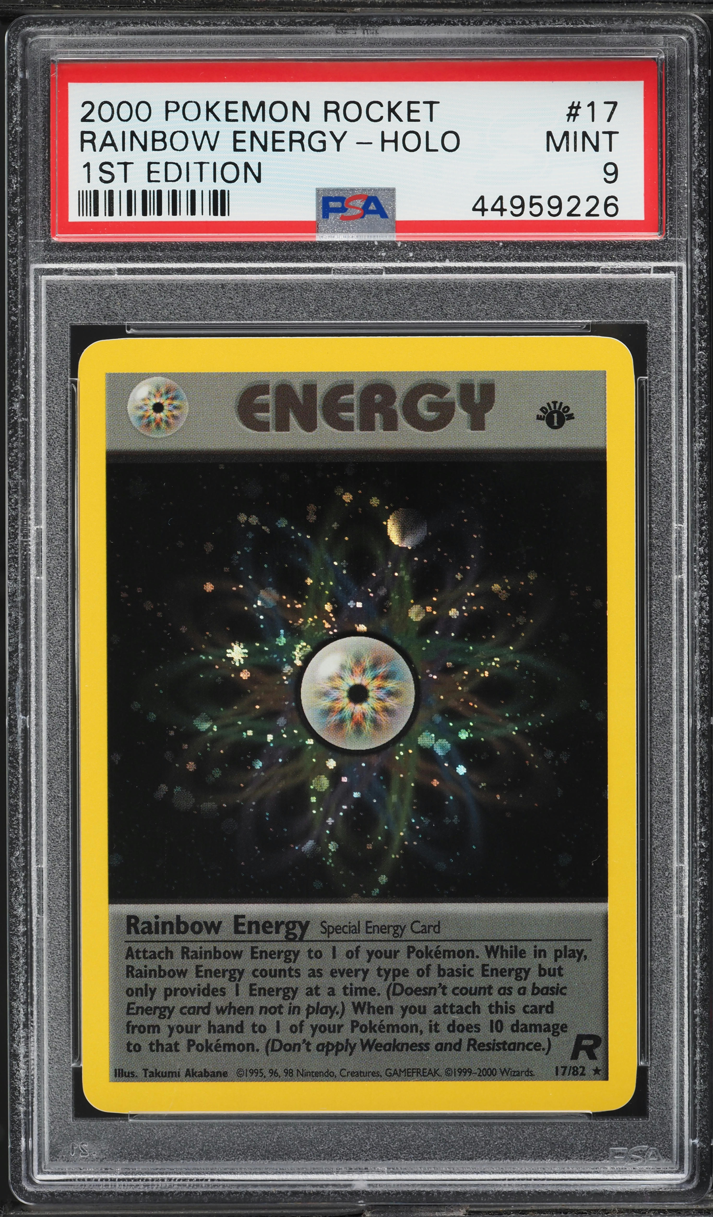 2000 Pokemon Team Rocket 1st Edition Holo Rainbow Energy #17 PSA 9 MINT