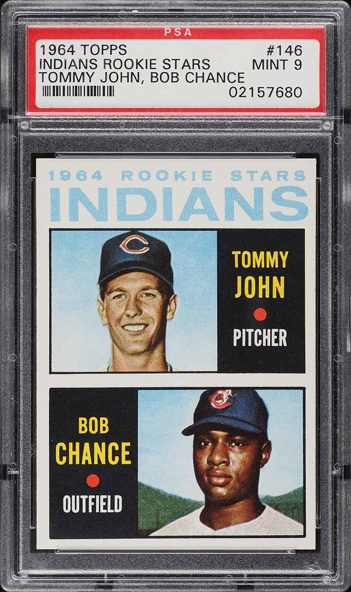 1964 Topps Tommy John ROOKIE 146 PSA 9 MINT Weekly Sunday Auction