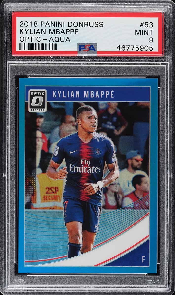 2018 Donruss Optic Aqua Kylian Mbappe ROOKIE /149 #53 PSA 9 MINT
