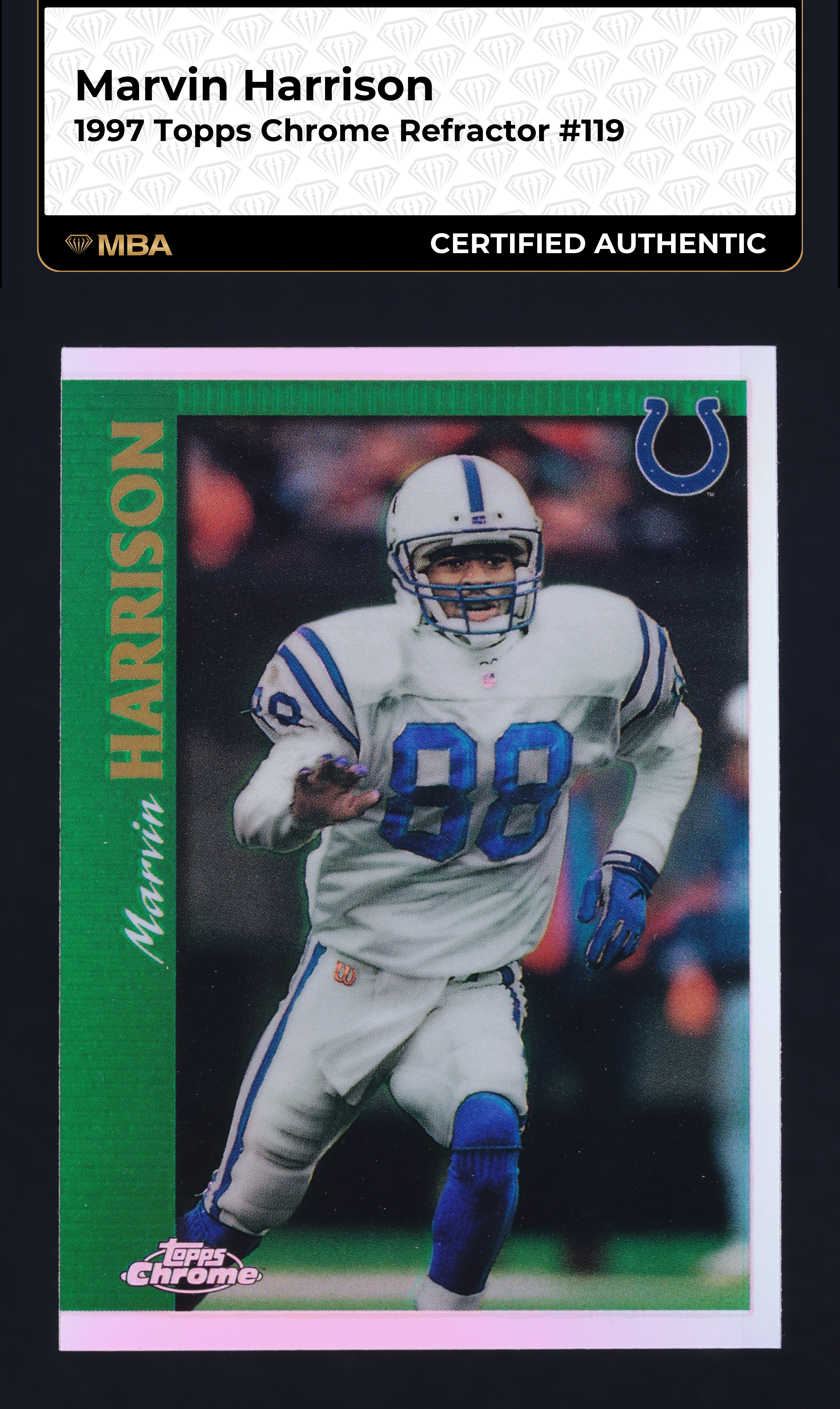 1997 Topps Chrome Refractor Marvin Harrison #119 MBA AUTH