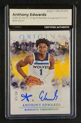 2020 Panini Origins Gold Anthony Edwards ROOKIE AUTO /10 #RA-EDW MBA AUTH