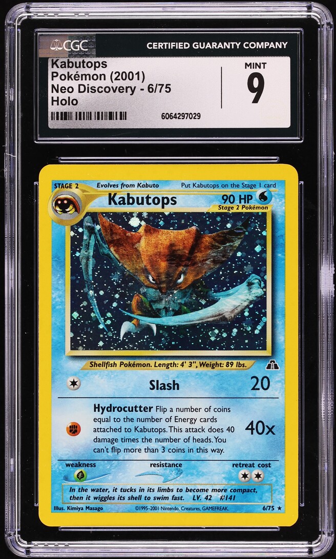 2001 Pokemon Neo Discovery Holo Kabutops #6 CGC 9 MINT