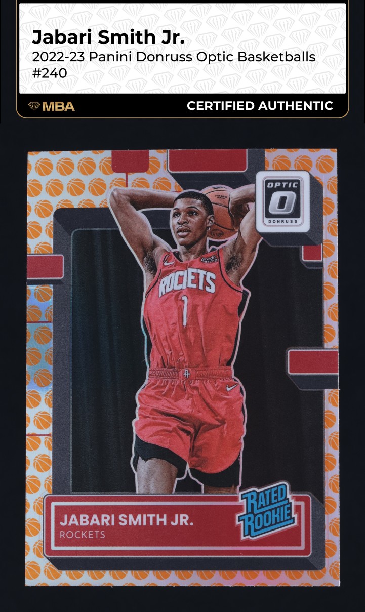 2022 Donruss Optic Basketballs Jabari Smith Jr. ROOKIE #240 MBA AUTH
