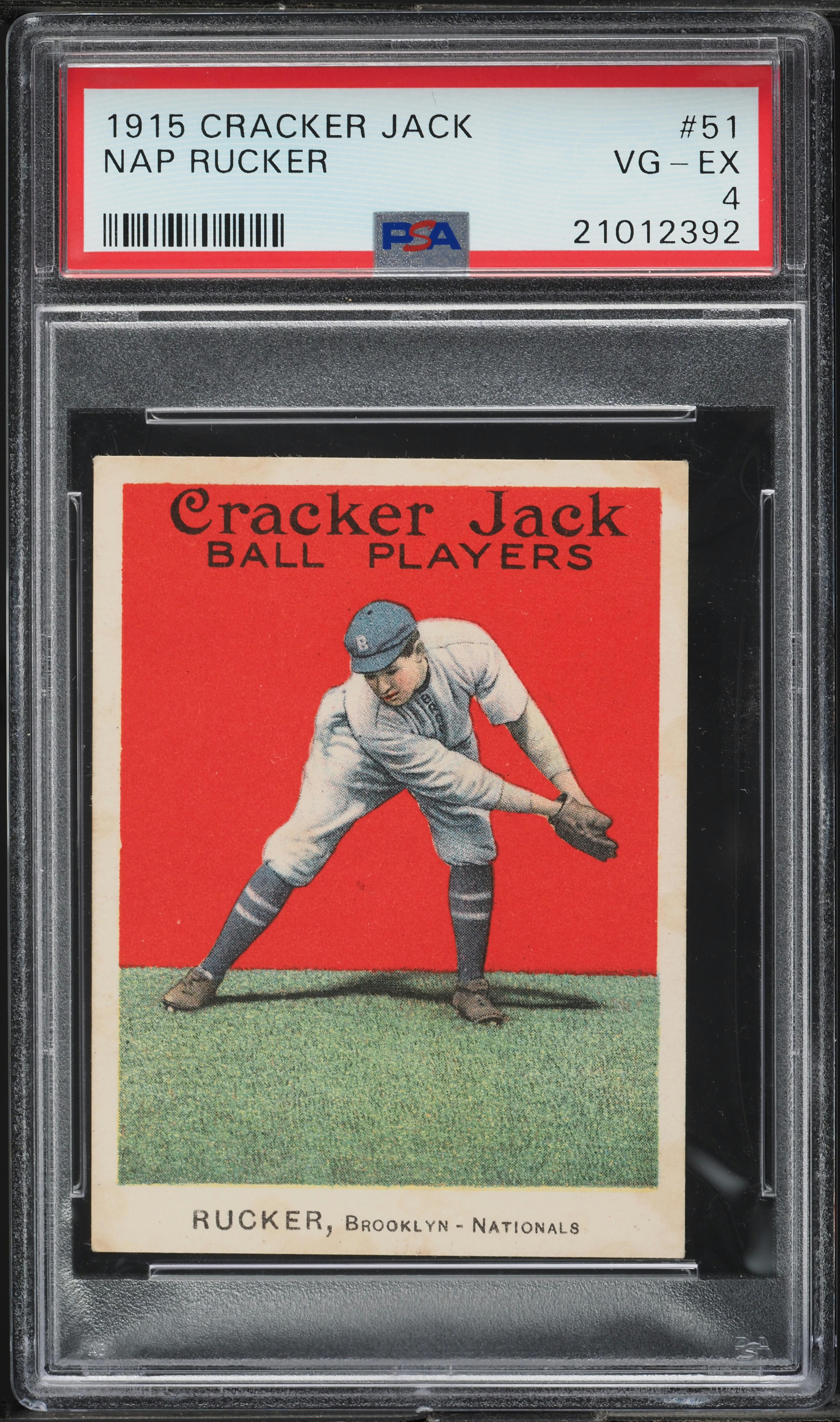 1915 Cracker Jack Nap Rucker #51 PSA 4 VGEX