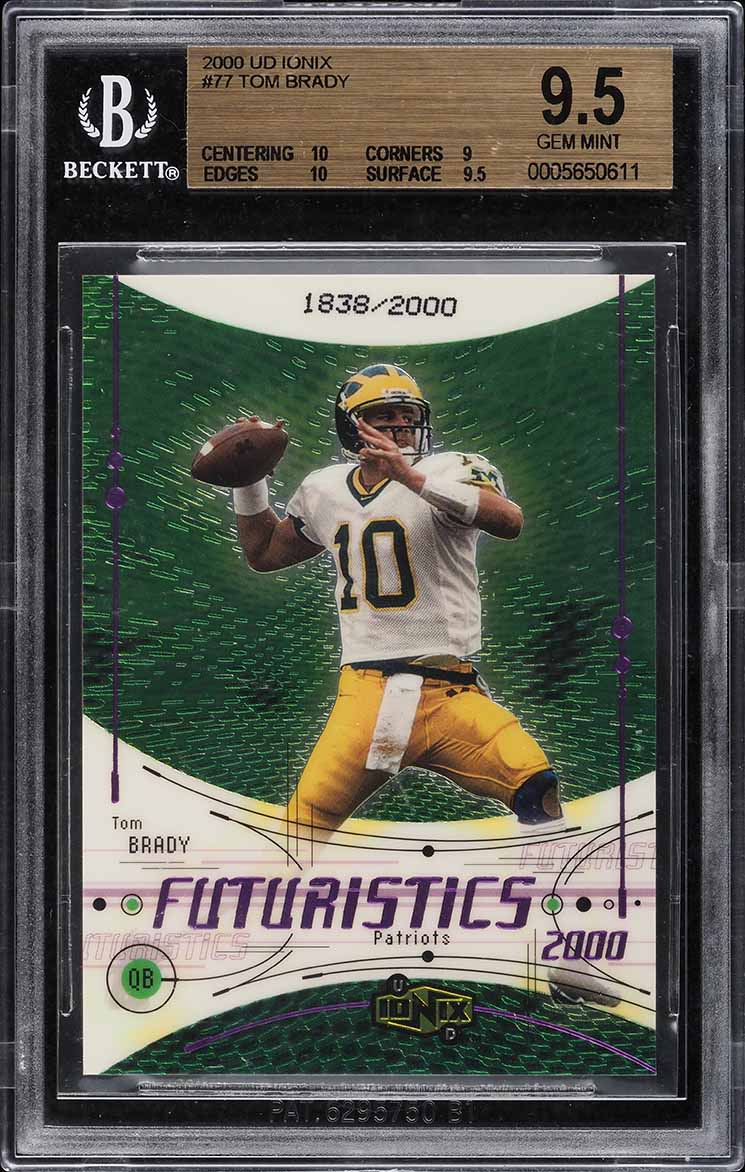 2000 Upper Deck Ionix Tom Brady ROOKIE /2000 #77 BGS 9.5 GEM MINT