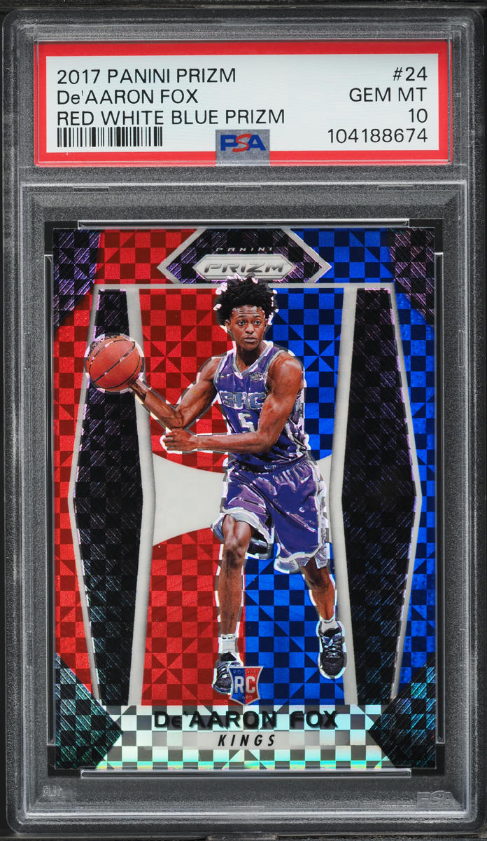 2017 Panini Prizm Red White Blue De'Aaron Fox ROOKIE #24 PSA 10 GEM MINT