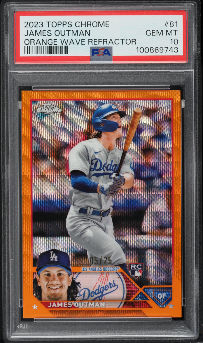 2023 Topps Chrome Orange Wave Refractor James Outman ROOKIE /25 #81 PSA 10 GEM