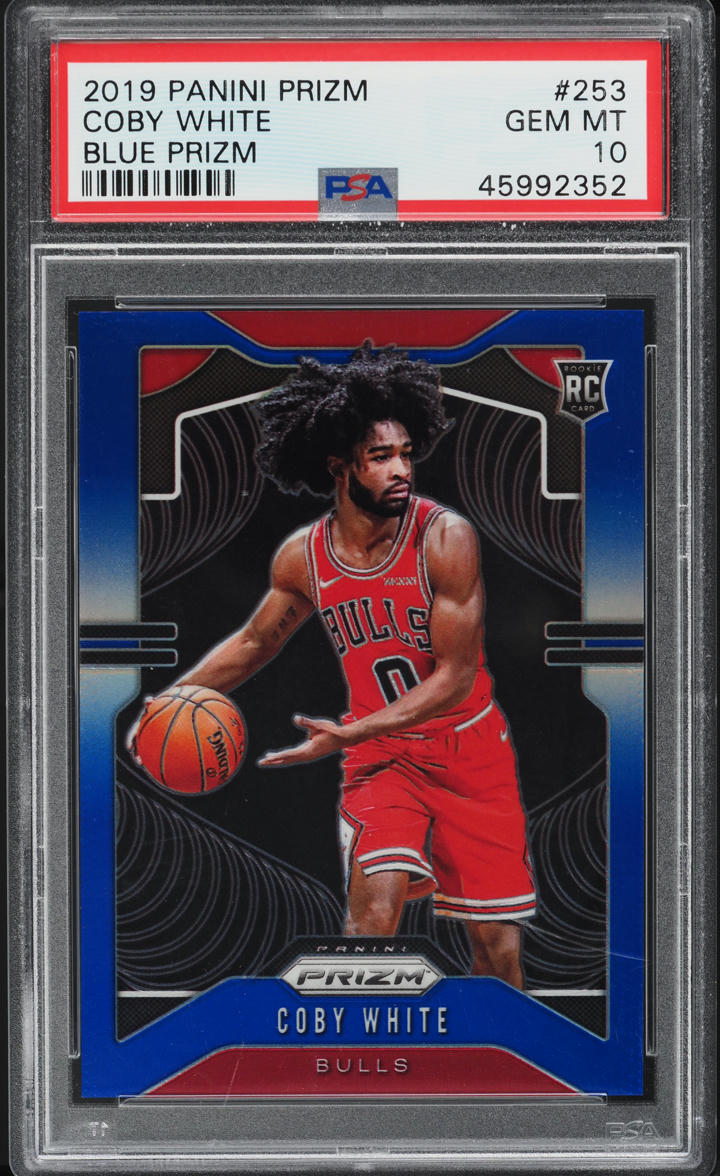 2019 Panini Prizm Blue Coby White ROOKIE /199 #253 PSA 10 GEM MINT