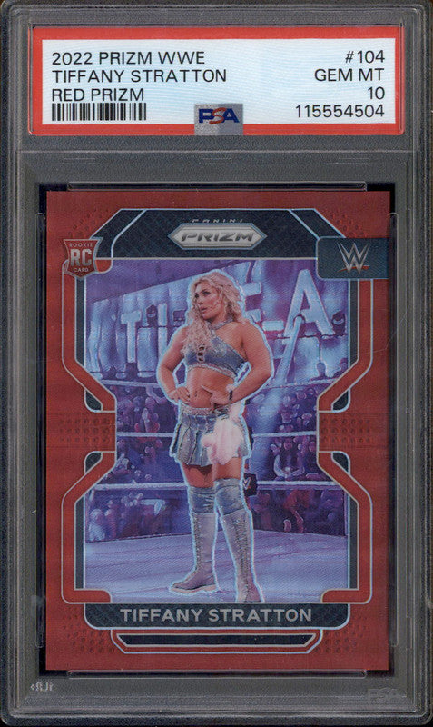 2022 Panini Prizm WWE Red #104 Tiffany Stratton RC /299 PSA 10