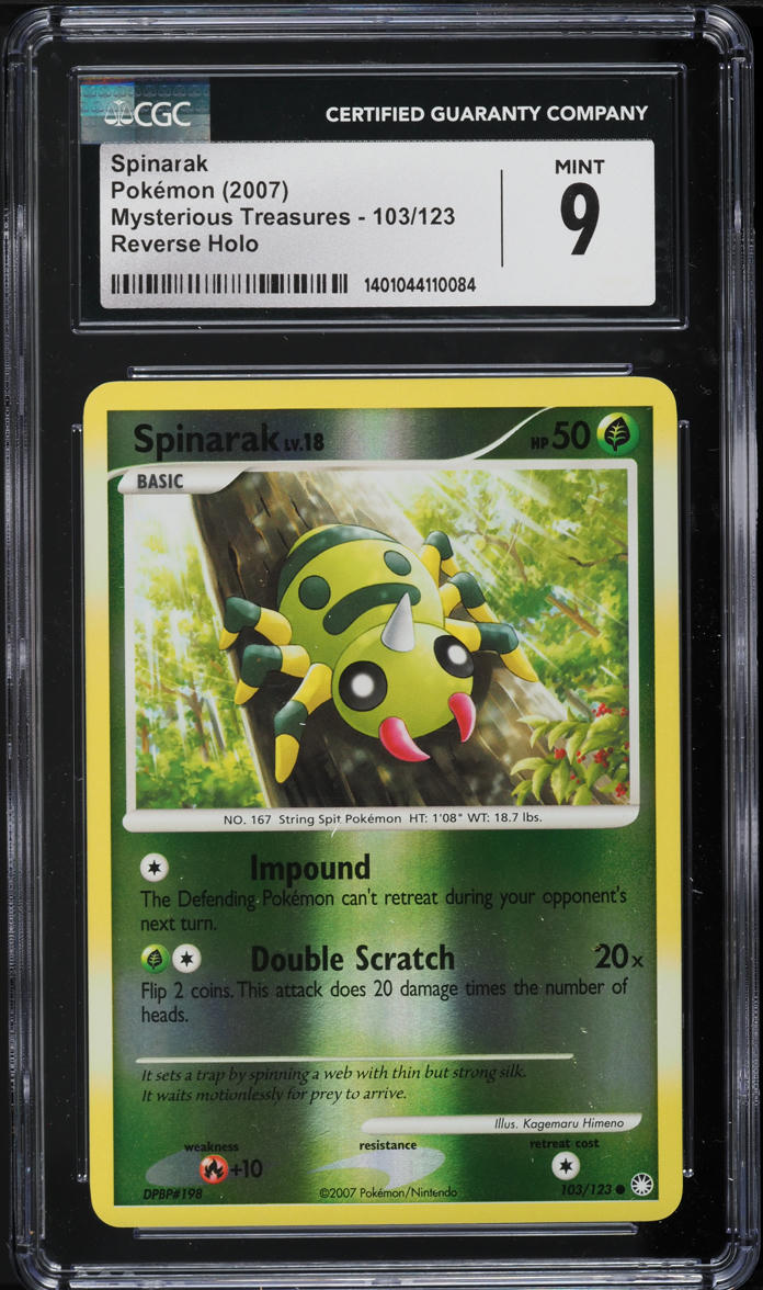 2007 Pokemon Mysterious Treasures Reverse Holo Spinarak #103 CGC 9 MINT