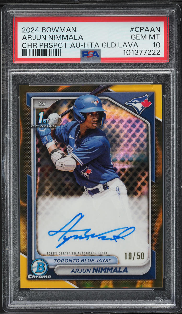 2024 Bowman Chrome HTA Gold Lava Arjun Nimmala PROSPECT AUTO /50 #CPA-AN PSA 10