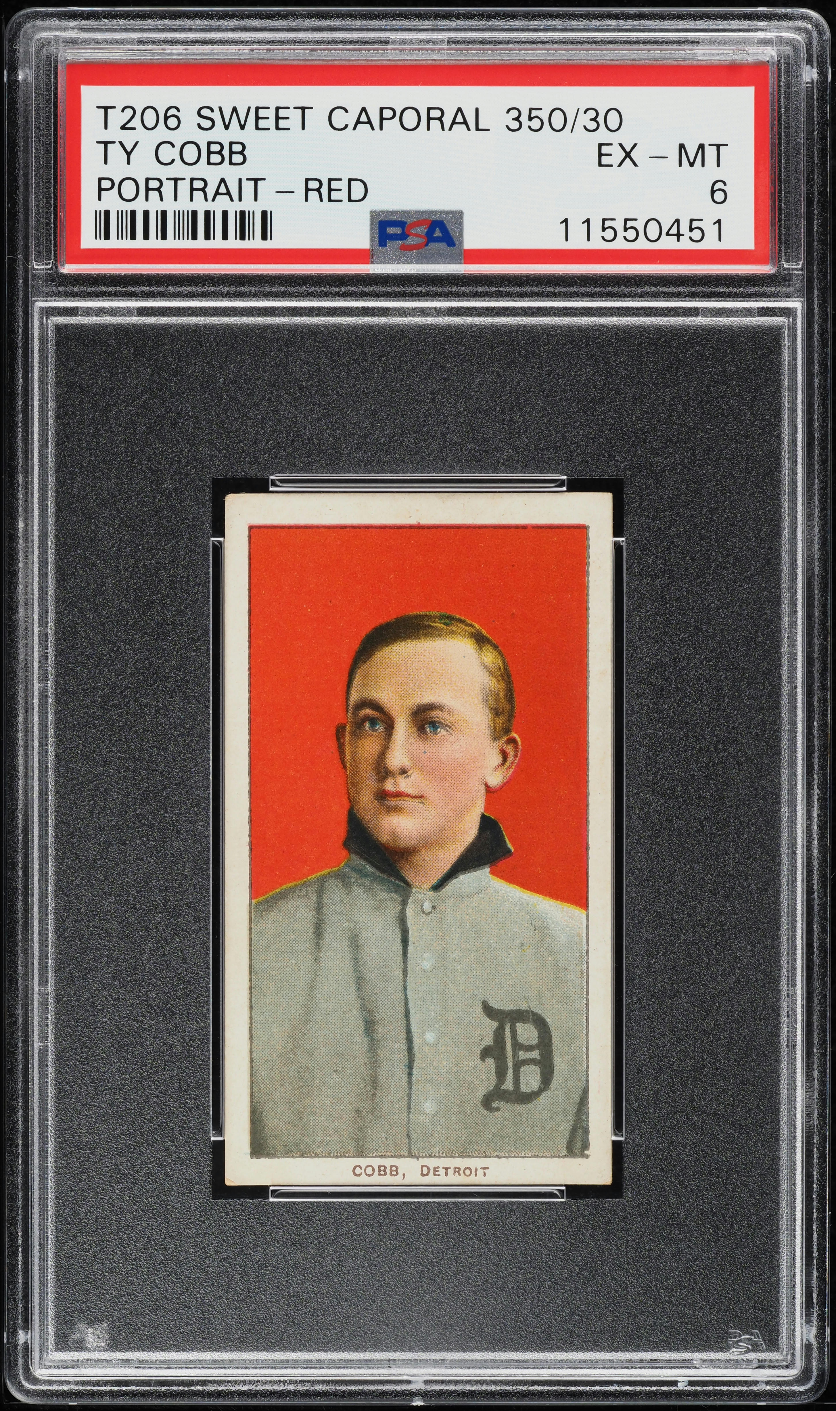 1909-11 T206 Ty Cobb RED PORTRAIT PSA 6 EXMT (PWCC-A)