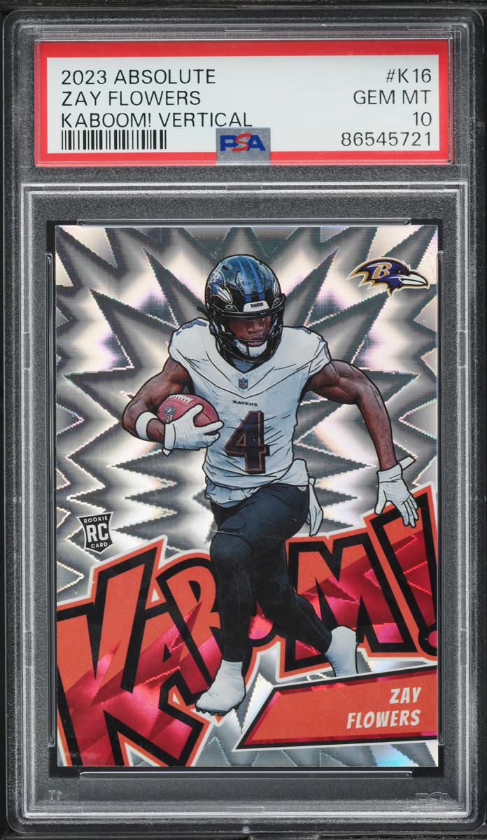 2023 Panini Absolute Kaboom! Vertical Zay Flowers ROOKIE #K16 PSA 10 GEM MINT
