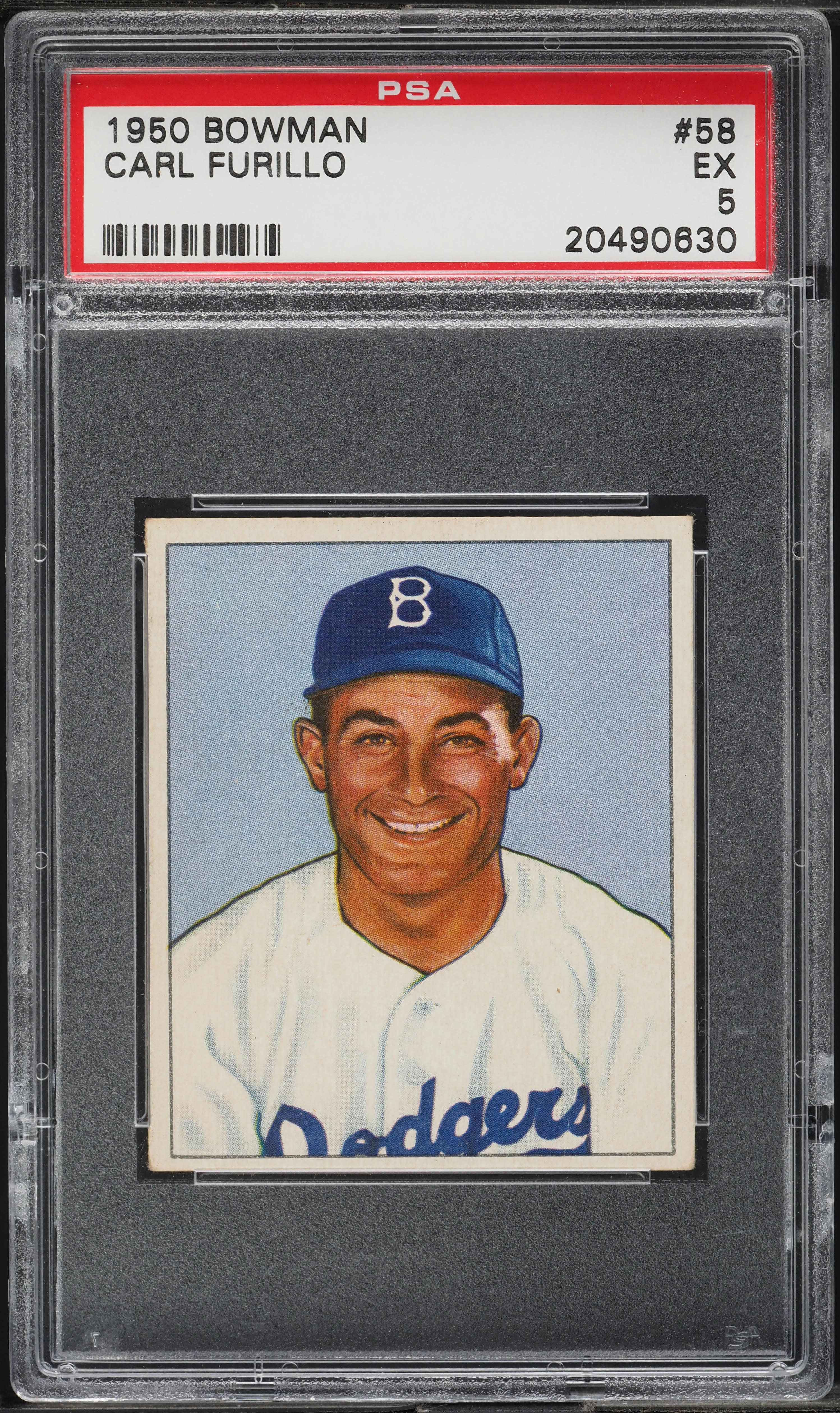 1950 Bowman Carl Furillo #58 PSA 5 EX