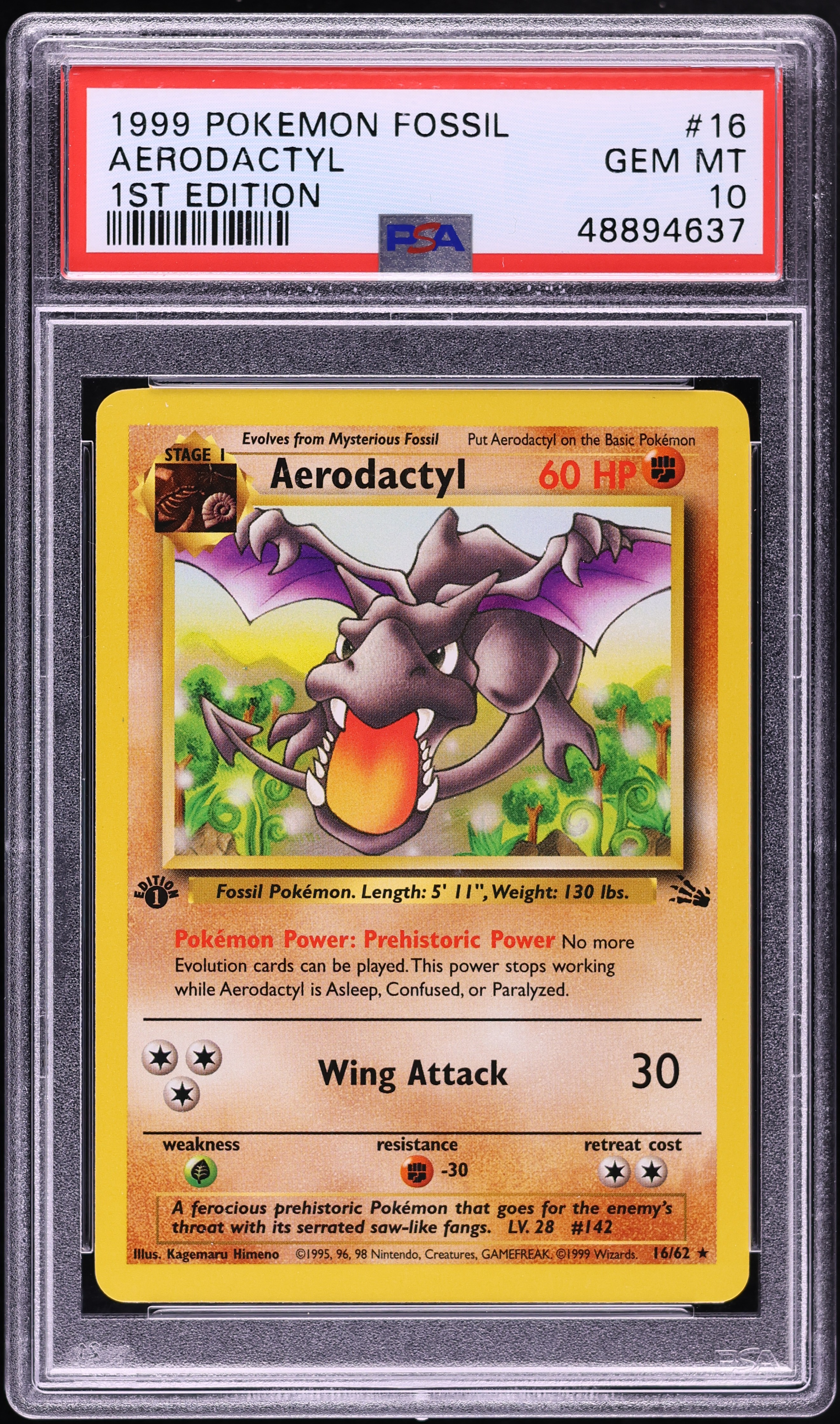 1999 Pokemon Fossil 1st Edition Aerodactyl #16 PSA 10 GEM MINT