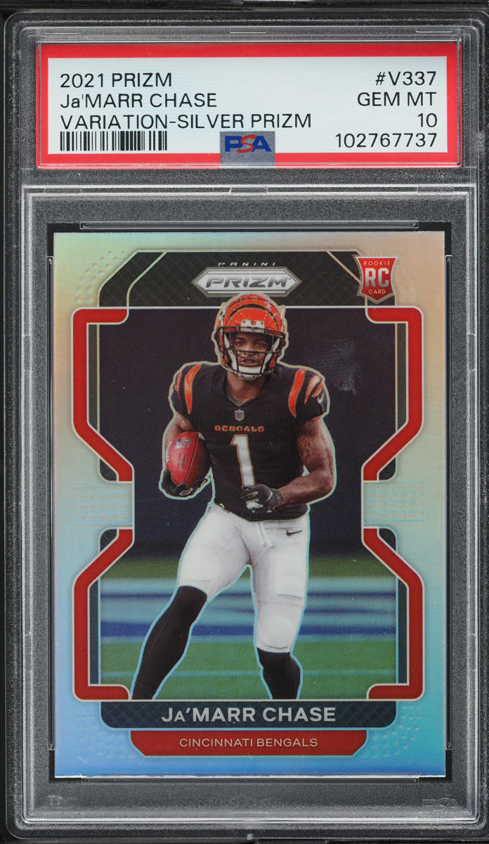 2021 Panini Prizm Variation Silver Ja'Marr Chase ROOKIE #V-337 PSA 10 GEM MINT