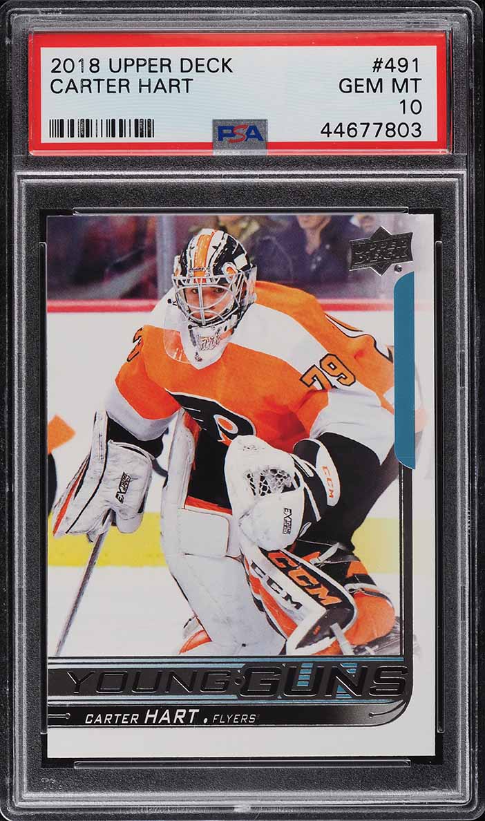 2018 Upper Deck Young Guns Carter Hart ROOKIE #491 PSA 10 GEM MINT