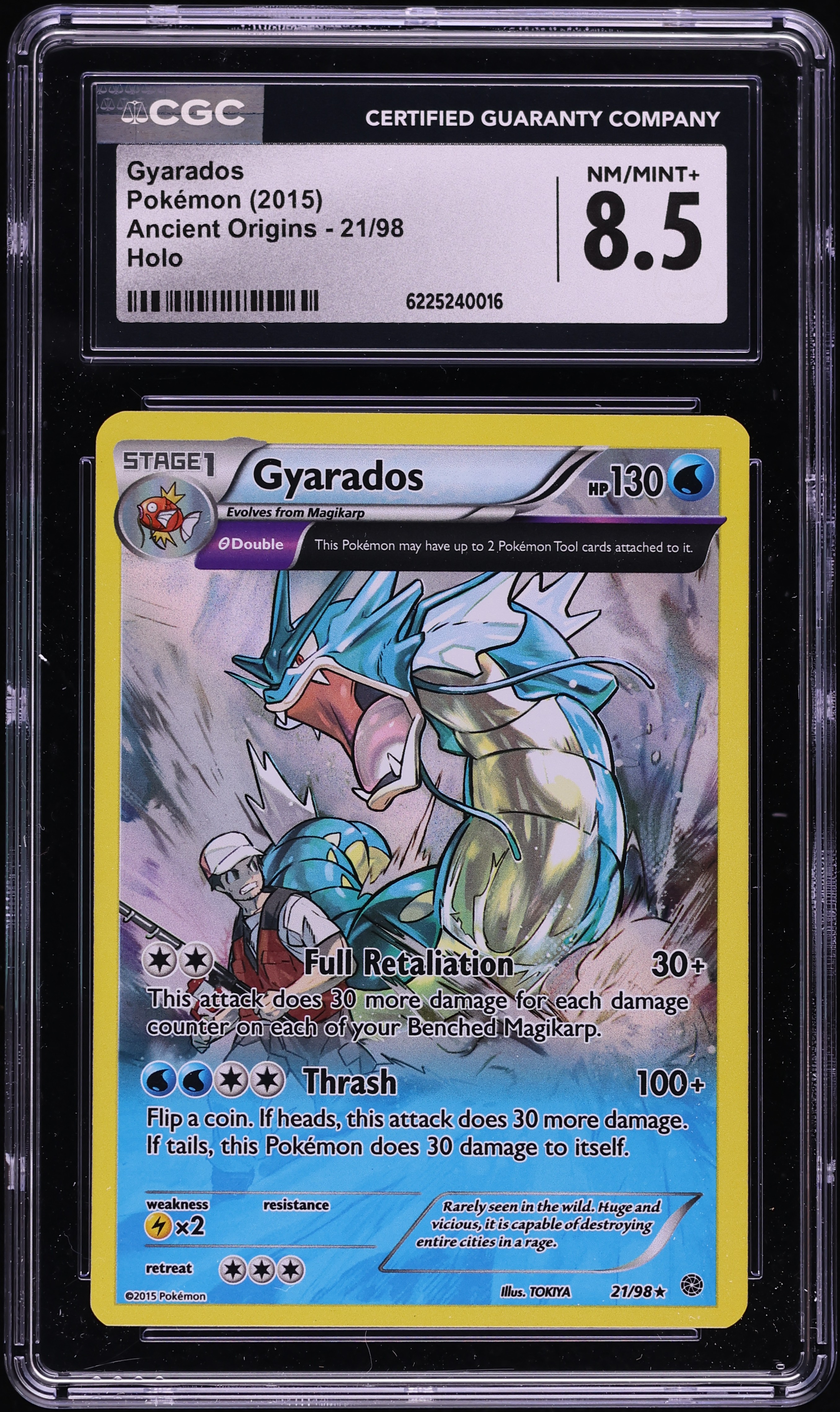 2015 Pokemon XY Ancient Origins Holo Gyarados #21 CGC 8.5 NM-MT+