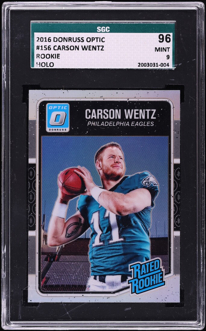 2016 Donruss Optic Holo Carson Wentz ROOKIE #156 SGC 9 MINT