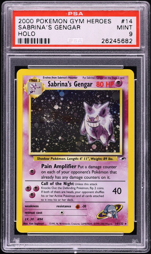 2000 Pokemon Gym Heroes Holo Sabrina's Gengar #14 PSA 9 MINT
